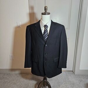 Caravelli Italy 44S Suit Blazer Sport Coat Jacket Men Superior 150's Black‎